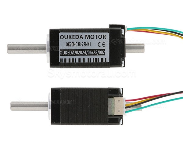 Nema 8 Hollow Shaft Bipolar Stepper Motor OK20HC38-22NK1 3.13Ncm 0.6A 1.8 Deg Dual Shaft